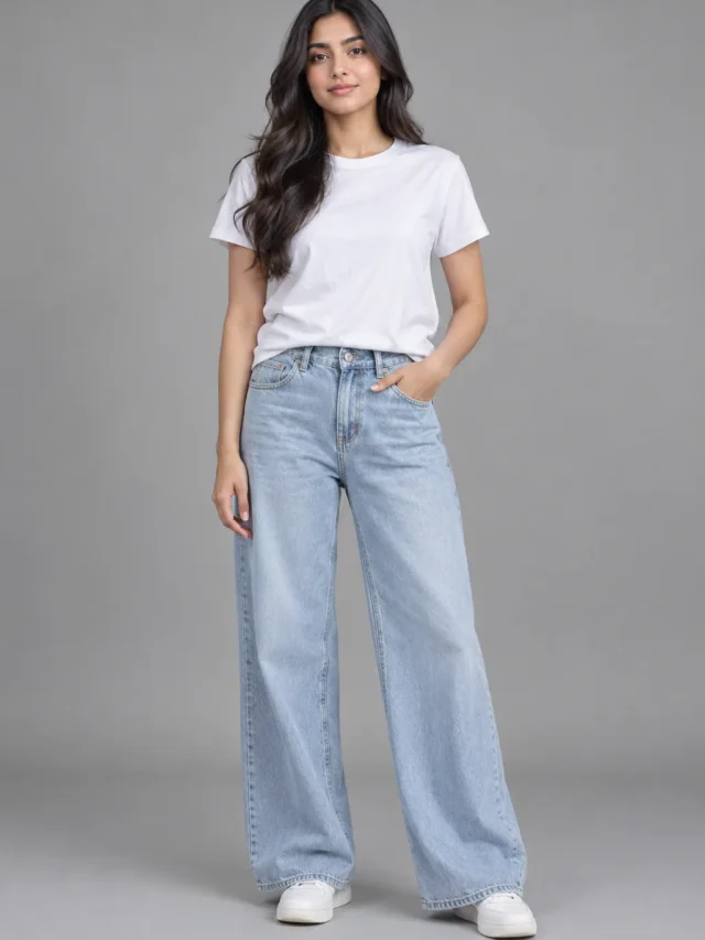 Wide Leg Denim in Vintage blue