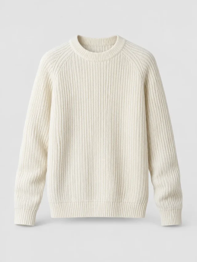 Rib Knit Crewneck in Ivory